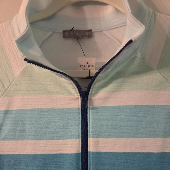 T By Talbots Three Quarter Zip Striped Pullover Size M NWT - Picture 3 of 6